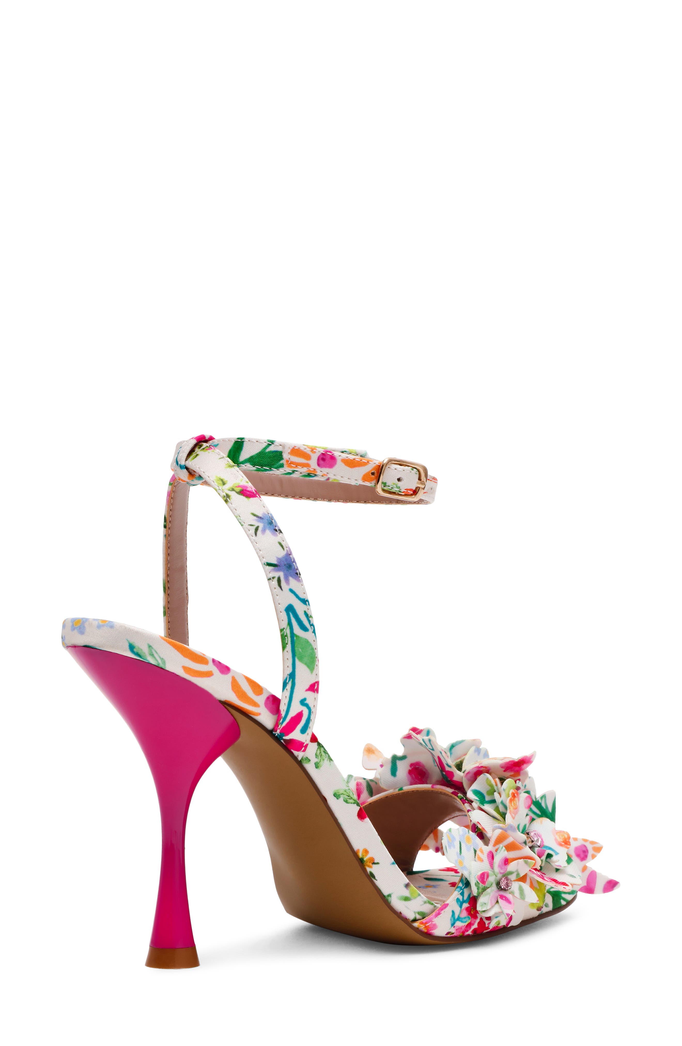 Betsey Johnson Hilley Ankle Strap Sandal, Alternate, color, Natural Floral Multi