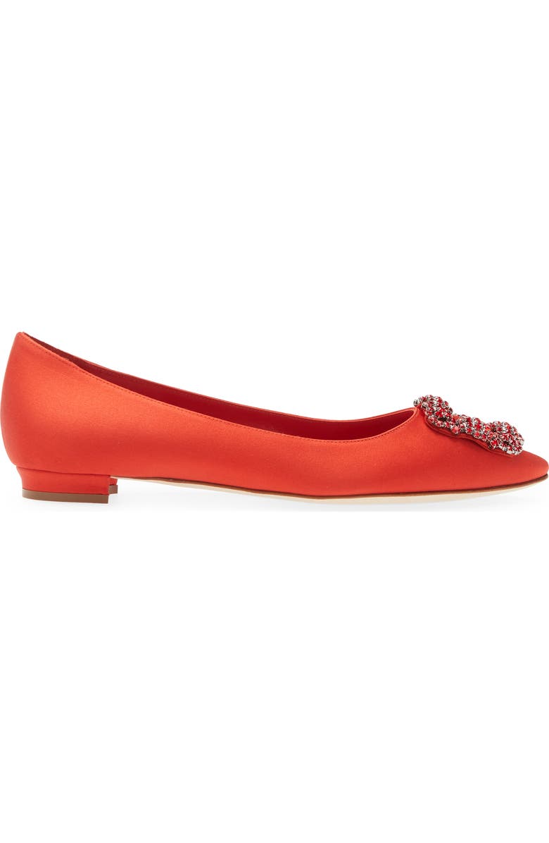 Manolo Blahnik Hangisi Jeweled Pointy Toe Flat, Alternate, color,