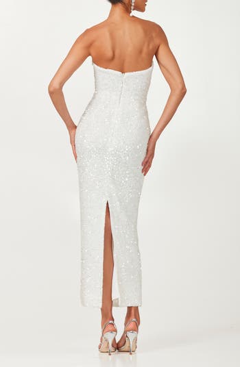 Leslie Sequin Strapless Gown