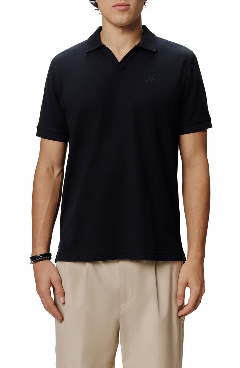 Psycho Bunny Geoffrey Johnny Collar Polo, Main, color, Black