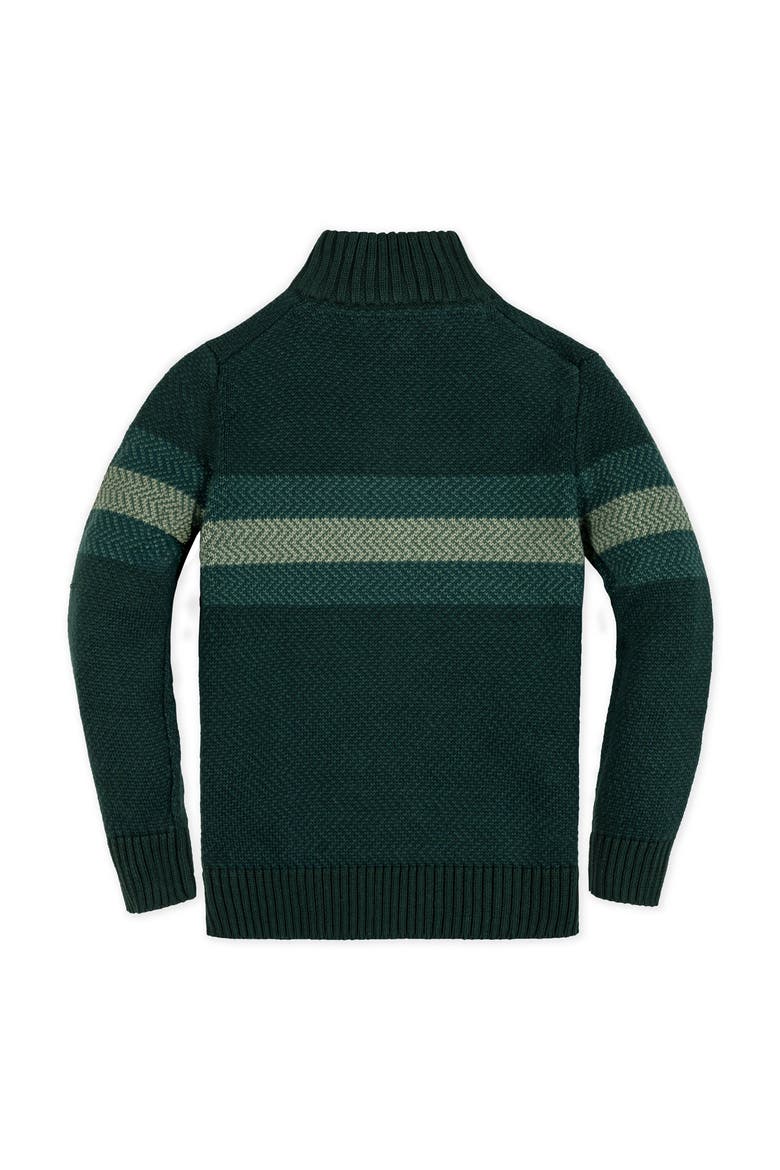 Kids' Organic Half Zip Stripe Sweater, Alternate, color, Pine Chevron Chest Stripe