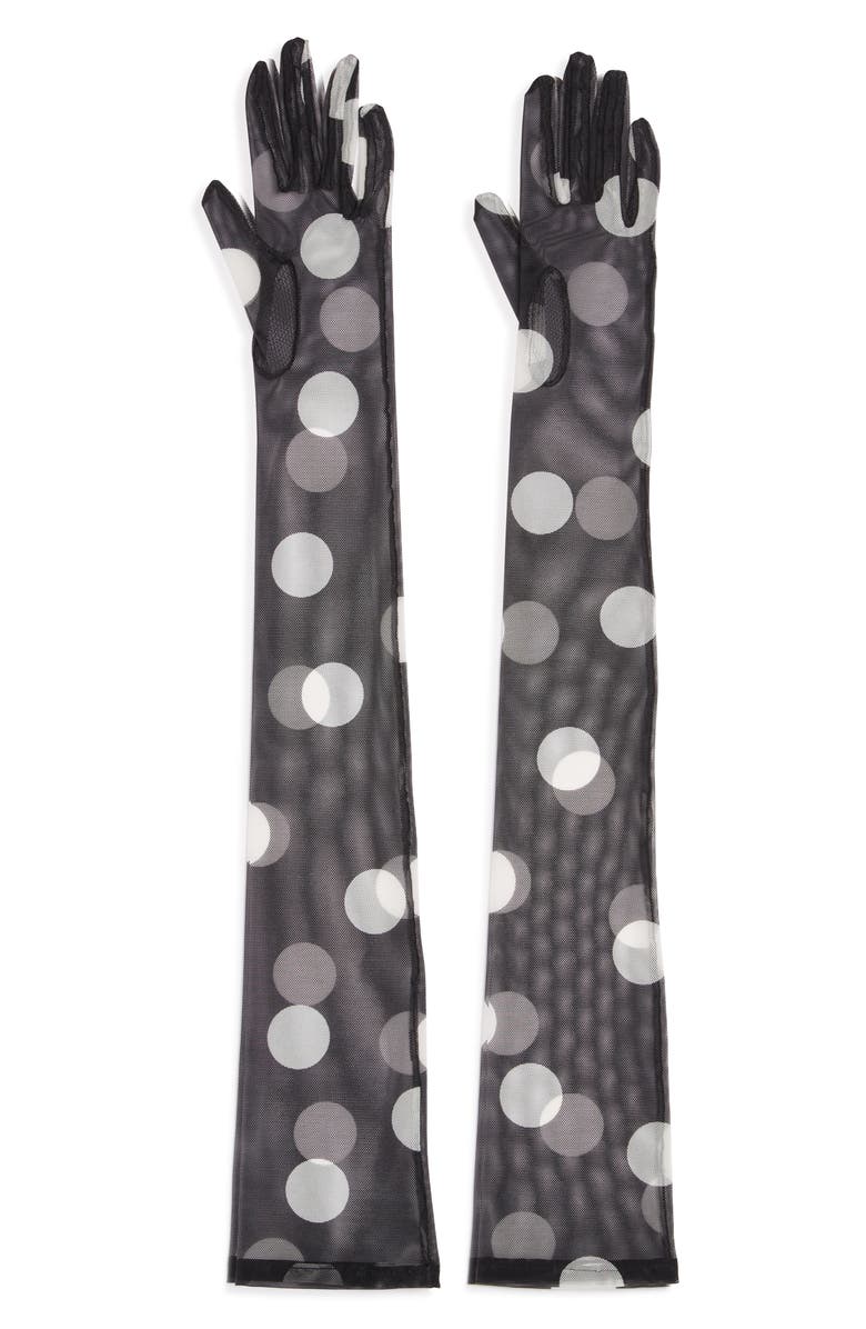 Dries Van Noten Dot Mesh Opera Length Gloves, Main, color, 