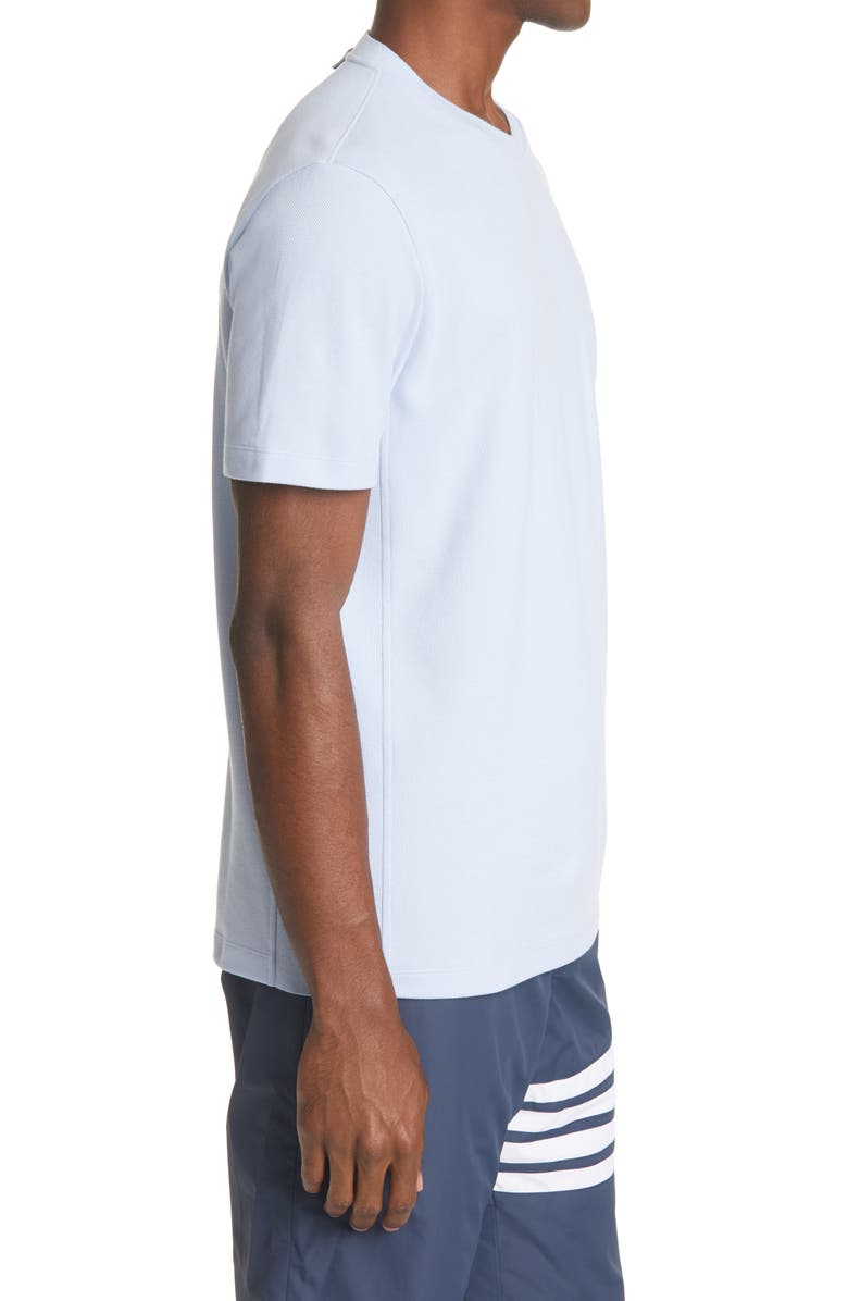 Thom Browne 4-Bar Back Stripe Piqué T-Shirt, Alternate, color, Light Blue