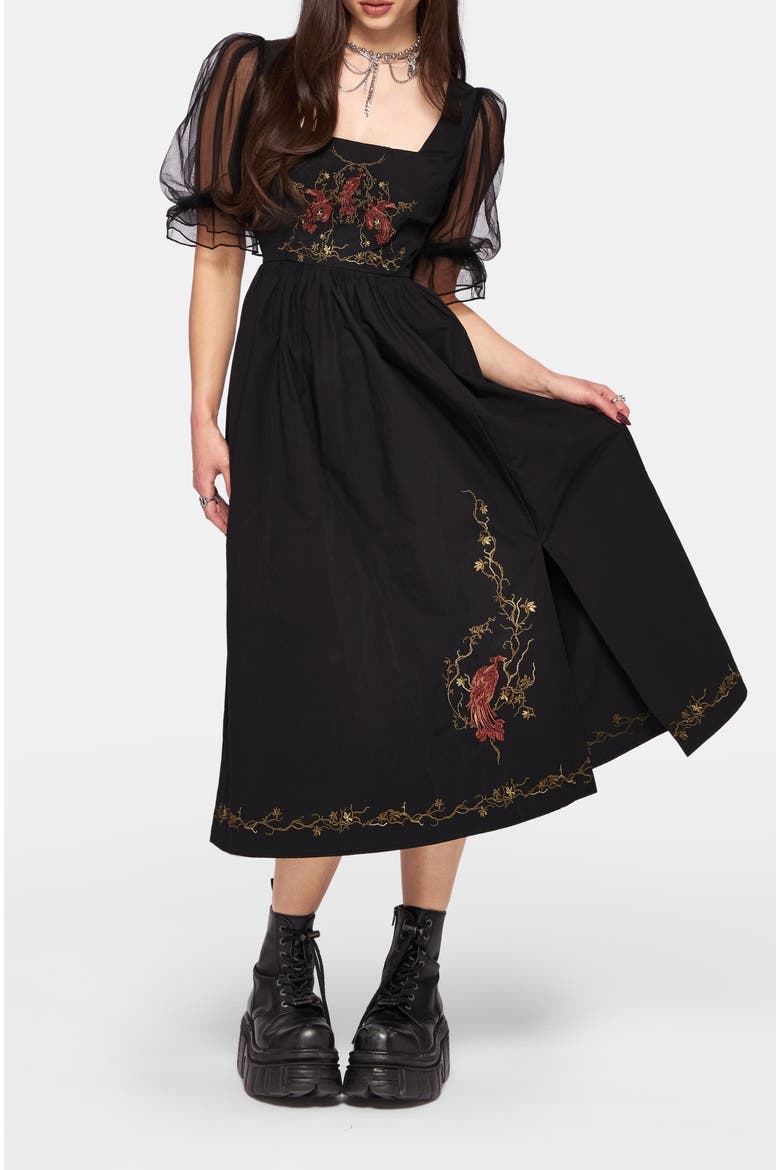 Phoenix Midi Dress, Main, color, Black