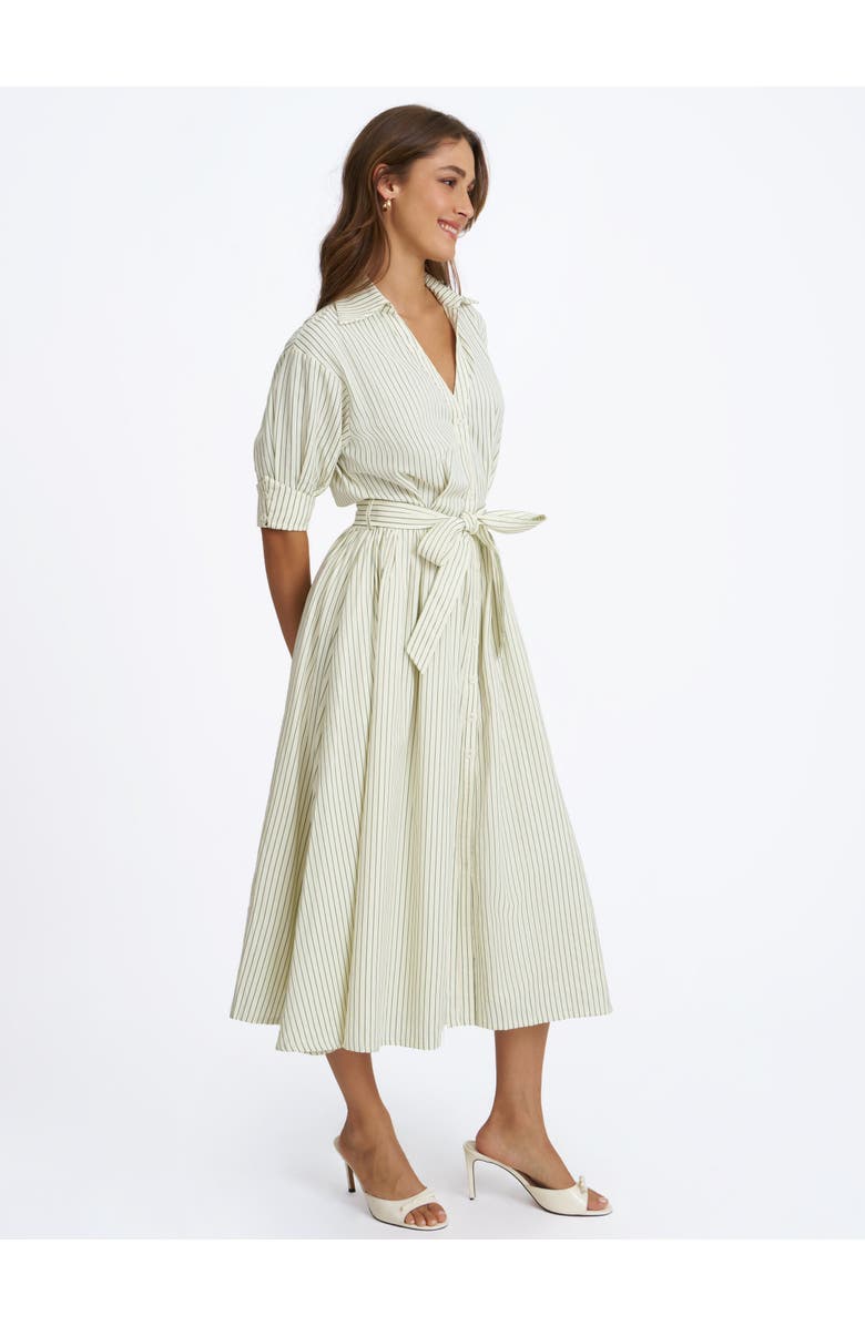 Miss Circle Danica Poplin Striped Shirt Midi Dress, Alternate, color, Green