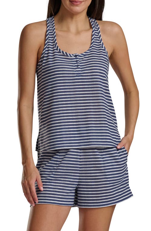Splendid Print Pointelle Knit Short Pajamas In Blue