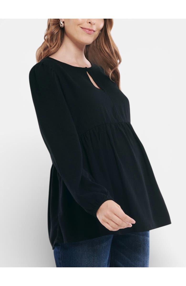 MOTHERHOOD MATERNITY Long Sleeve Empire Waist Keyhole Woven Blouse, Alternate, color, Black
