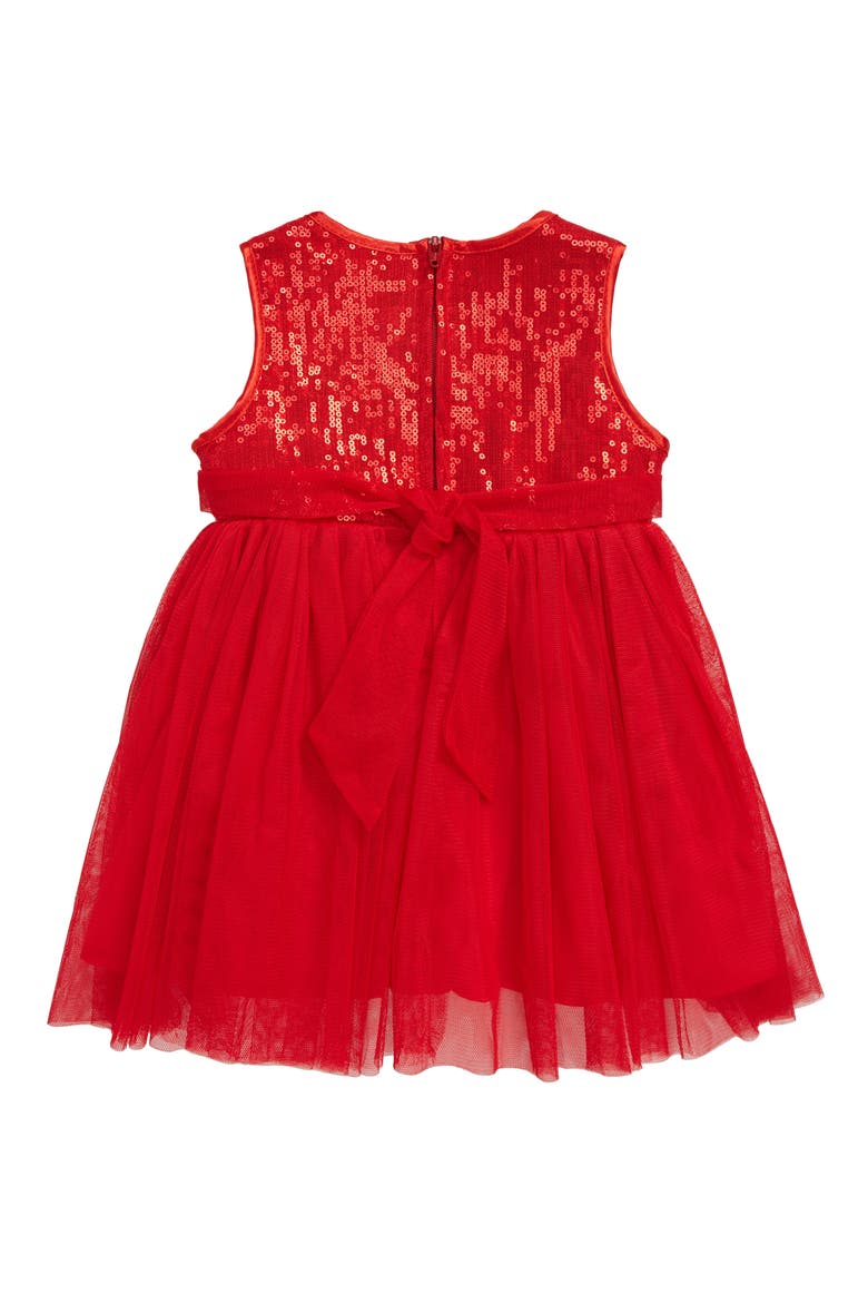 Sequin Sleeveless Tulle Dress, Alternate, color, RED