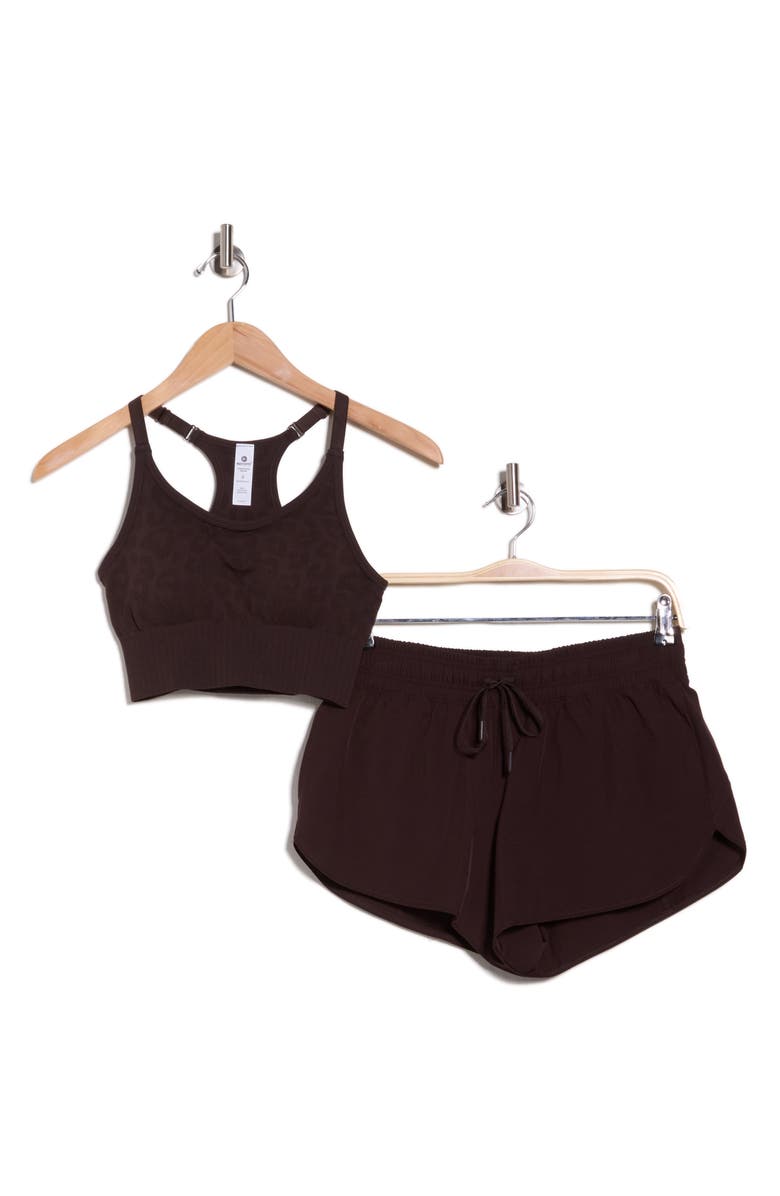 90 DEGREE BY REFLEX Safari Trail 2-Pack Seamless Racerback Bralette & Shorts Set, Alternate, color,
