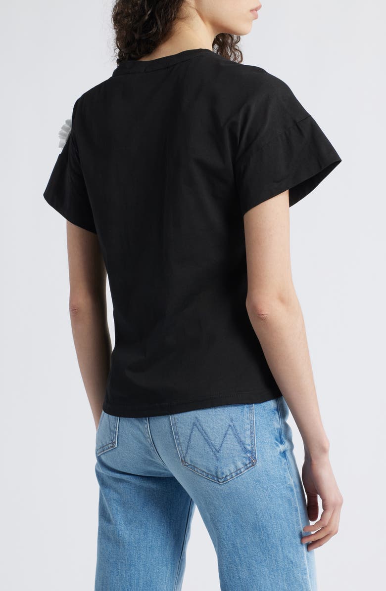 NIKKI LUND Celine Flower Appliqué Top, Alternate, color, Black