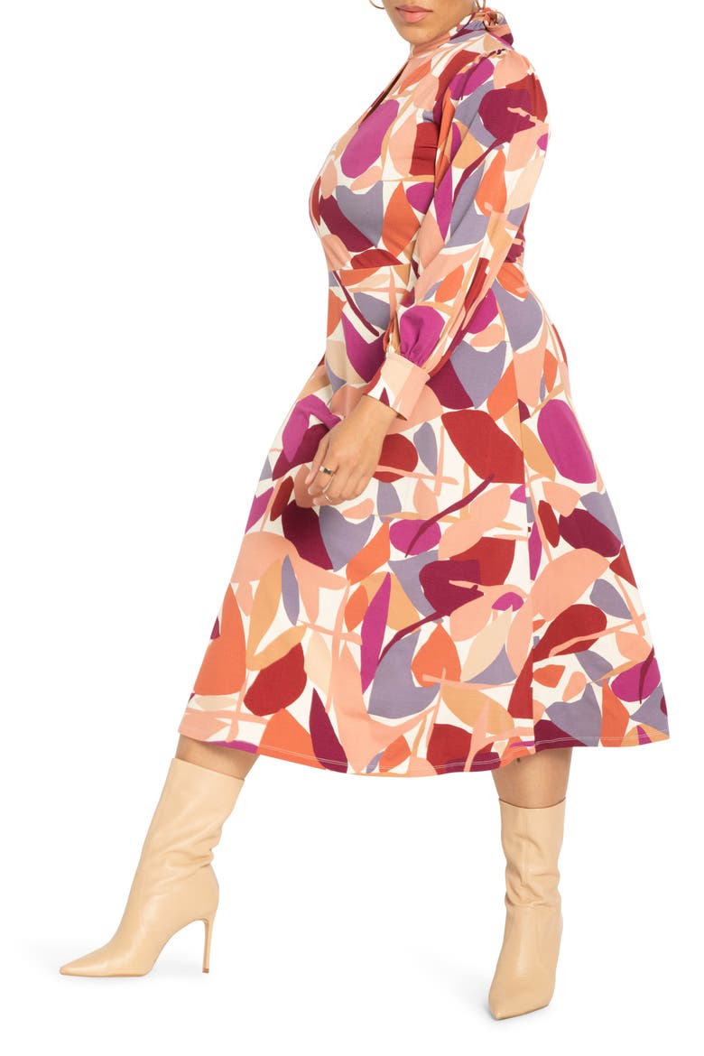 Floral Puff Sleeve A-Line Dress, Main, color, THE SHAPE OF THINGS