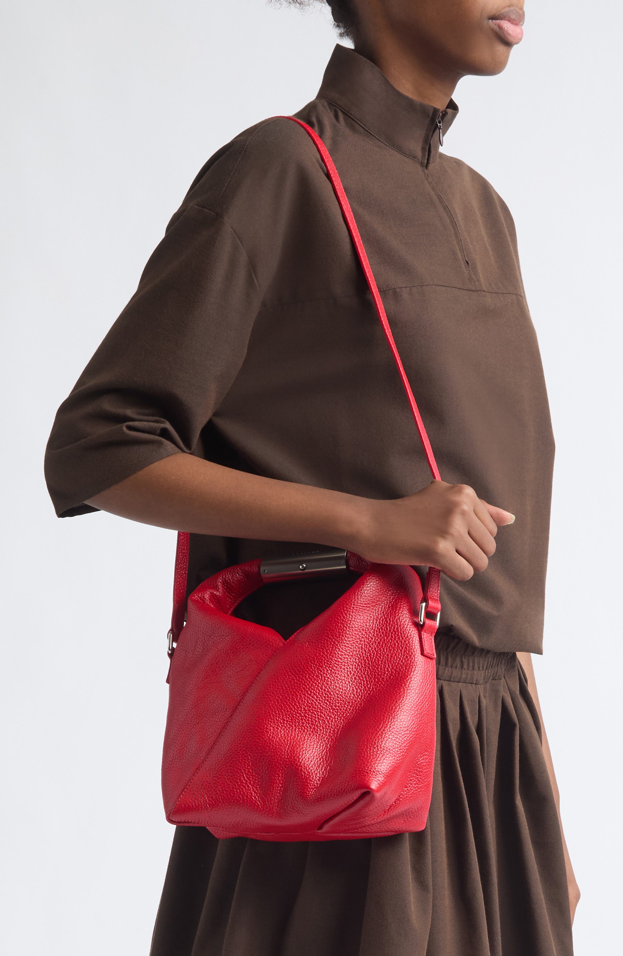 Small Japanese Jewel Handle Bag, Alternate, color, BARBADOS CHERRY