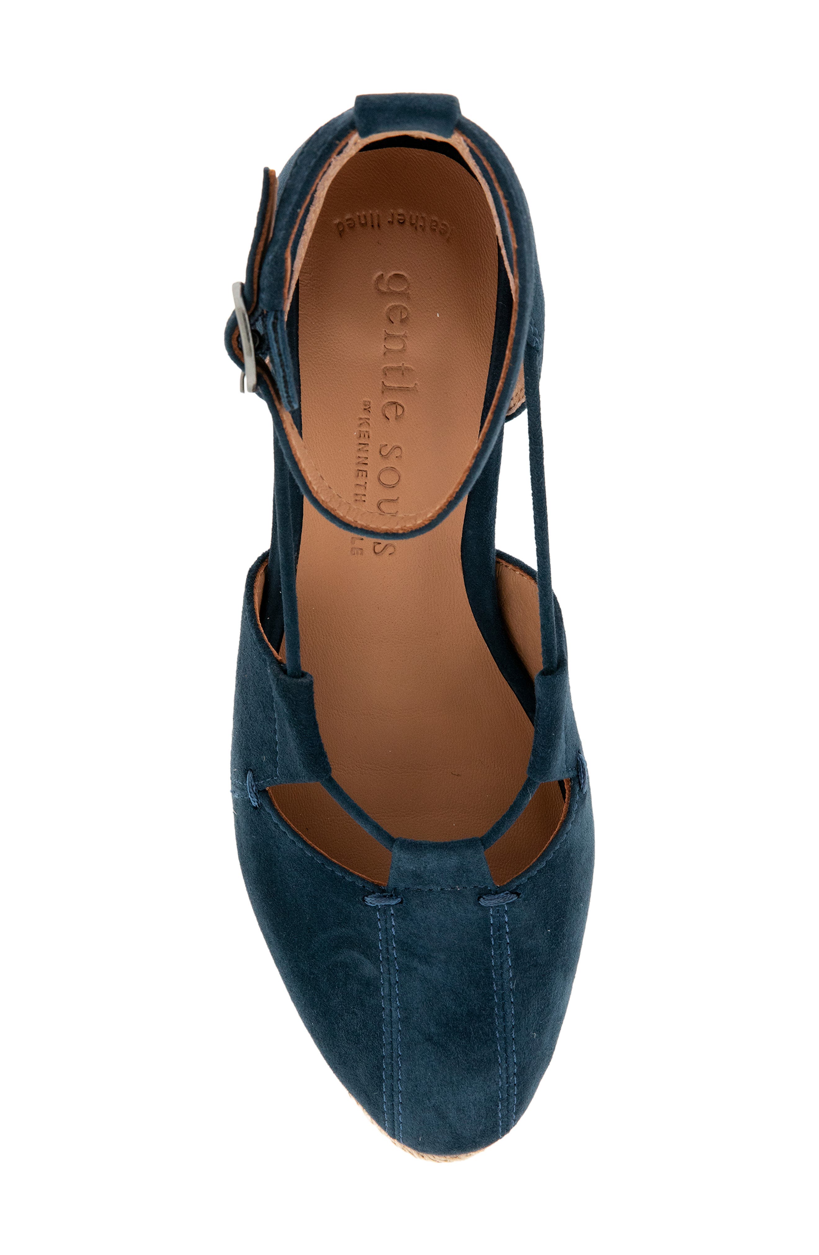 Ori Ankle Strap Platform Wedge Espadrille, Alternate, color, NAVY SUEDE