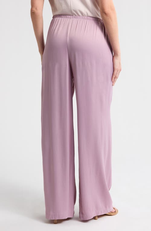Nordstrom Tie Front Satin Wide Leg Pants In Purple