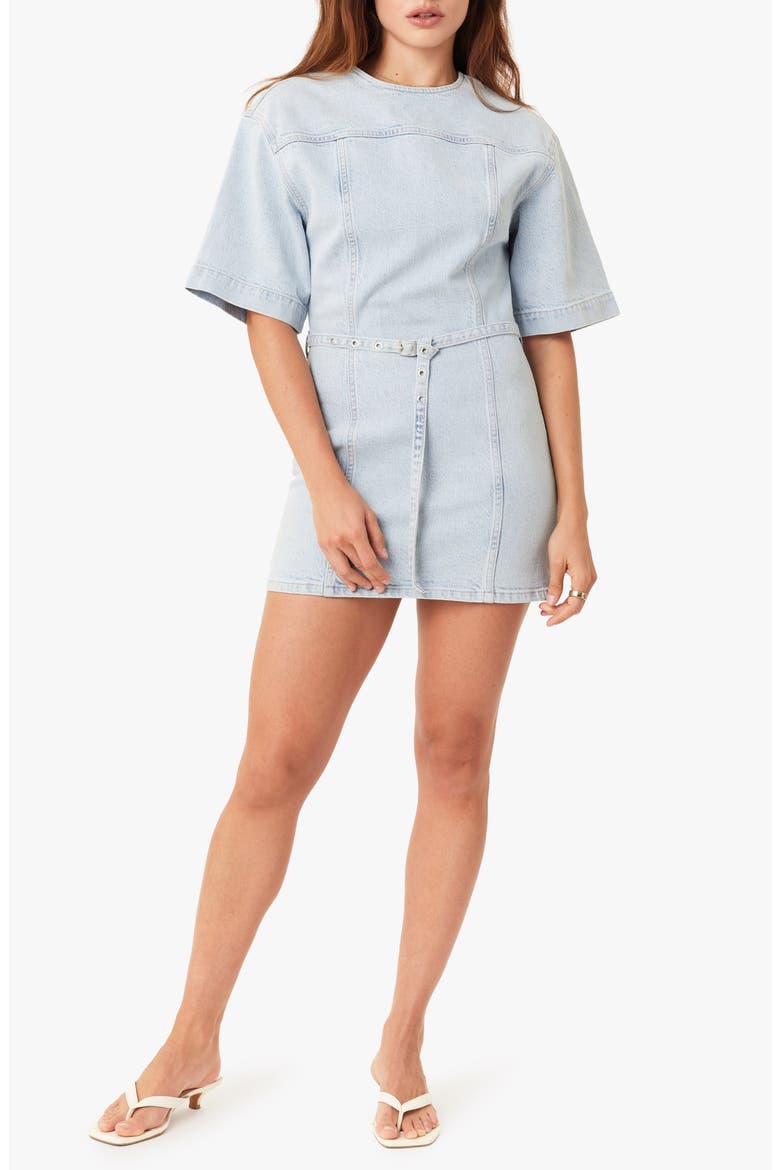 Belted Denim Minidress, Main, color, GLACIER