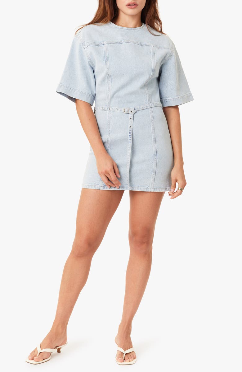 Habitual Belted Denim Minidress, Main, color, Glacier