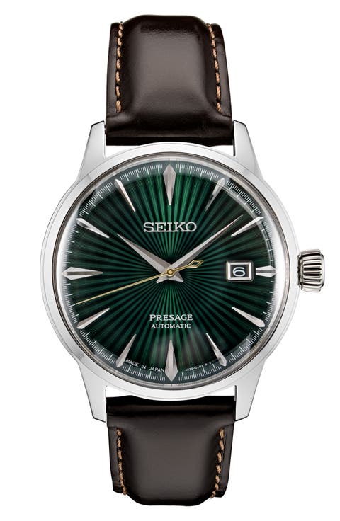 Presage Automatic Leather Strap Watch, 40.5mm