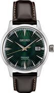 SEIKO WATCHES Presage Automatic Leather Strap Watch, 40.5mm