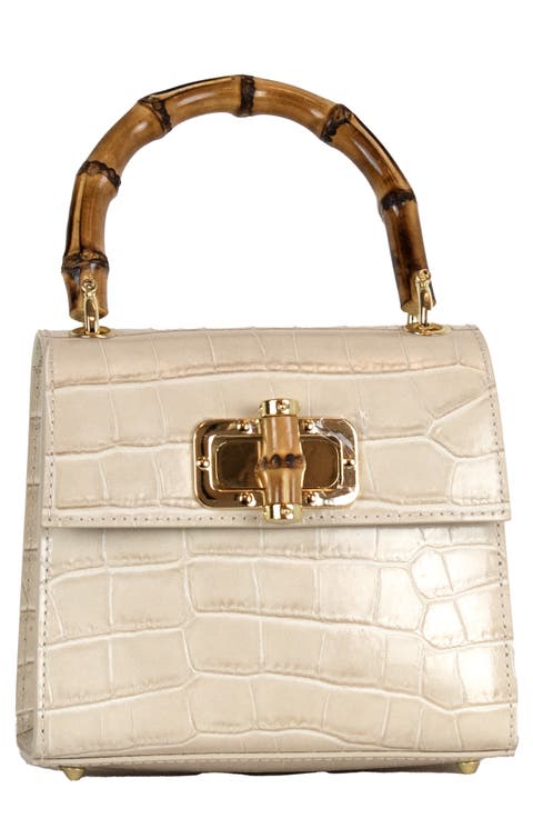 Ellie Croc Embossed Top Handle Bag