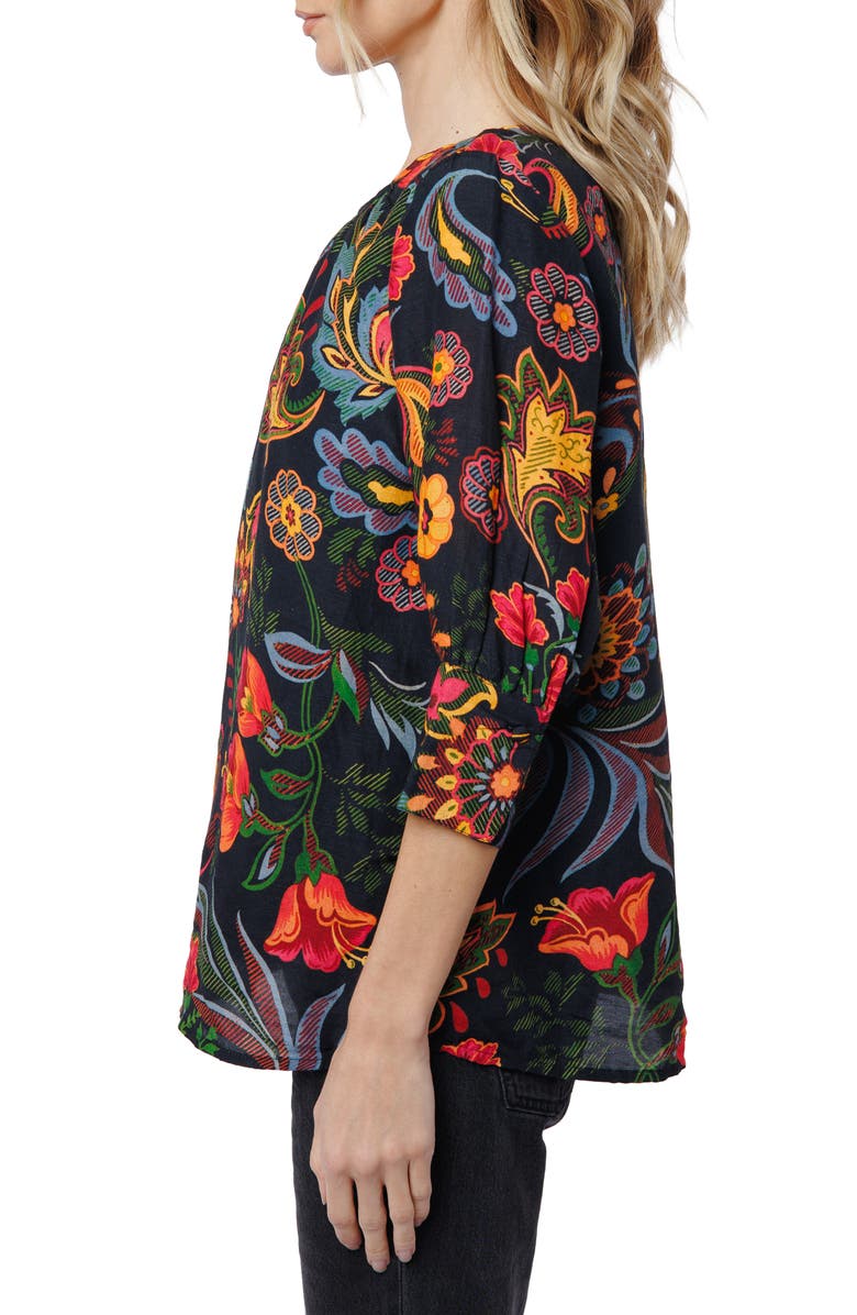 CIEBON Jasmine Floral Print Woven Shirt, Alternate, color, Black Multi