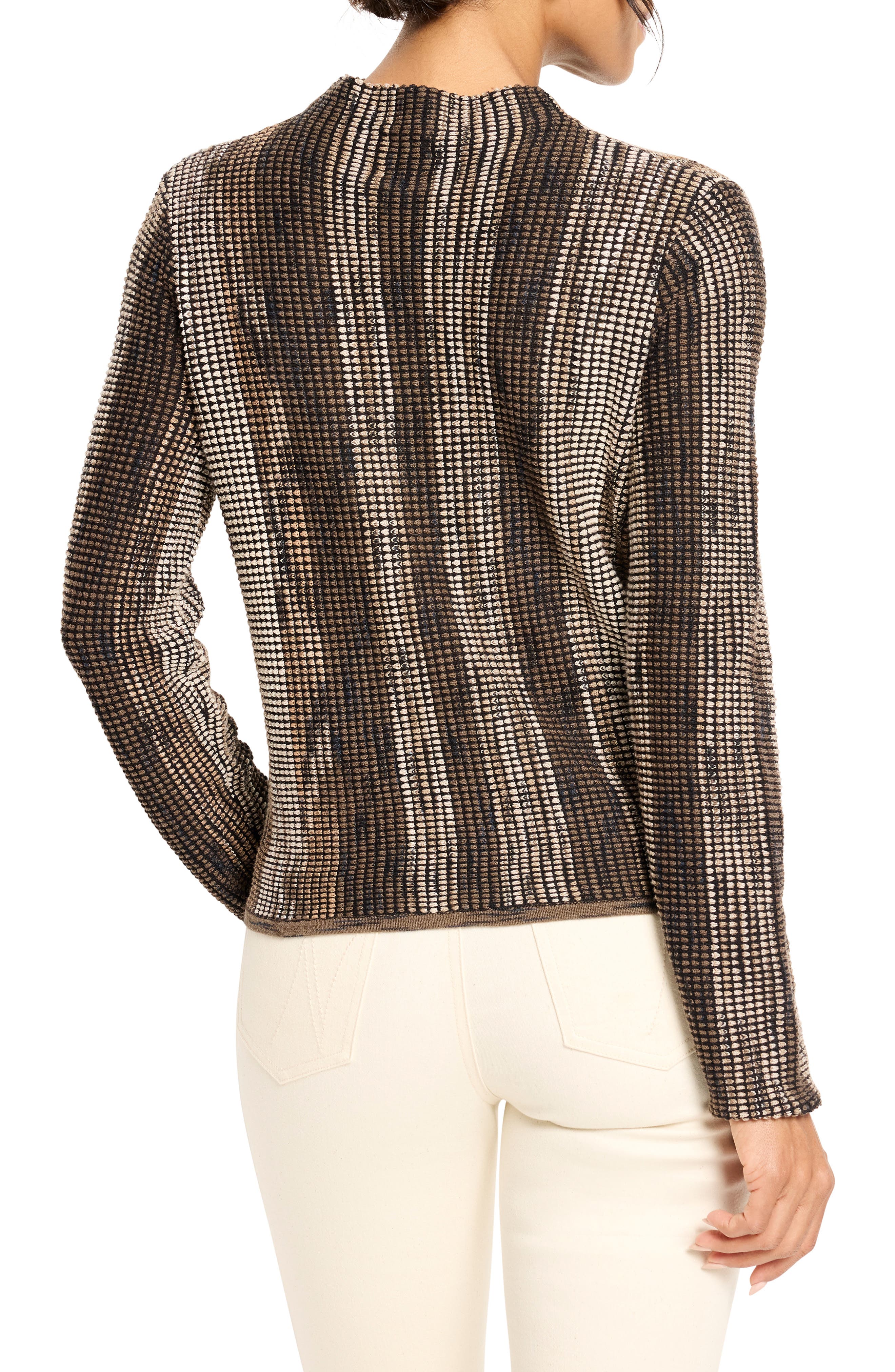 Ombre Pixel Knit Funnel Neck Sweater - image 2