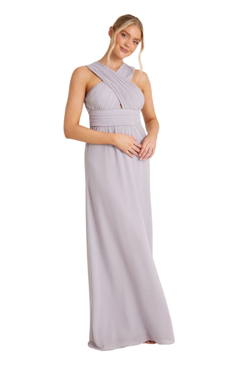 Six Stories Cross Neck Chiffon Bridesmaid Dress, Alternate, color, Lilac