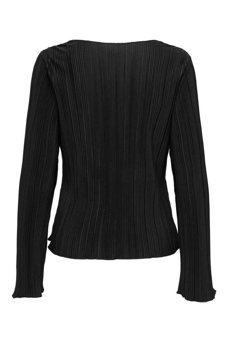 Pery Long Sleeve Plissé Top, Alternate, color, BLACK