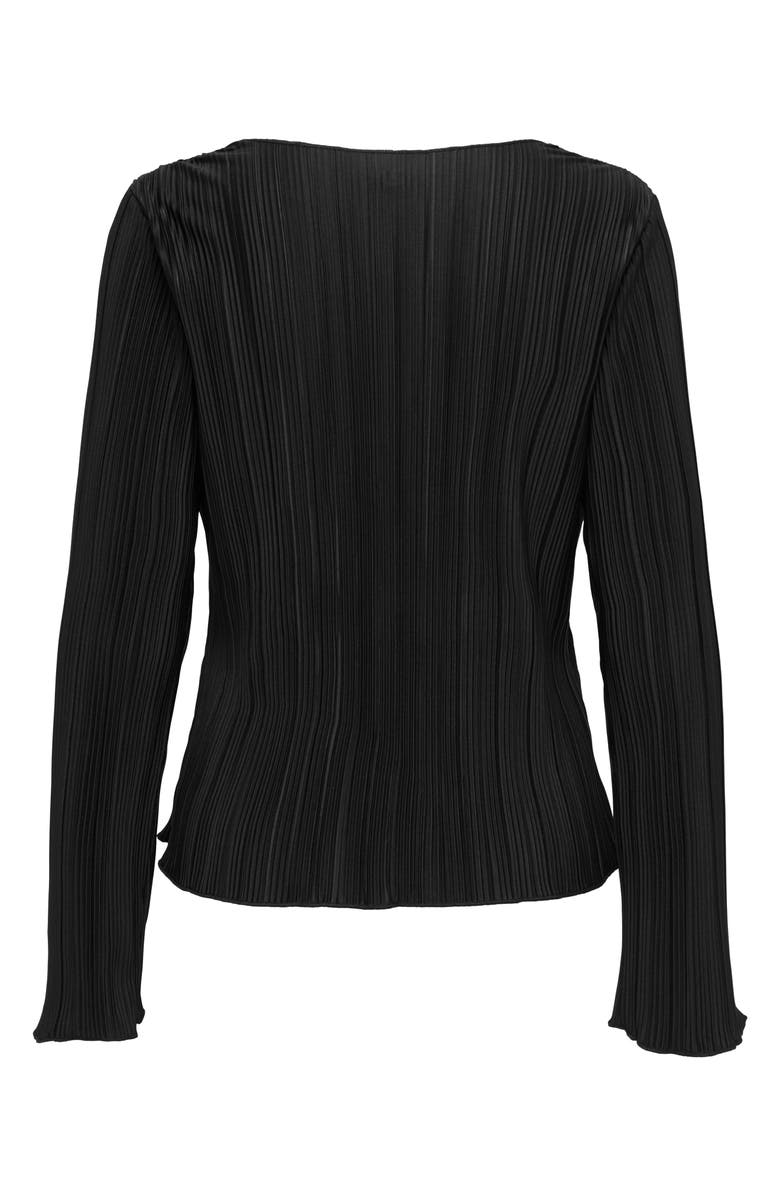Only Pery Long Sleeve Plissé Top, Alternate, color, Black