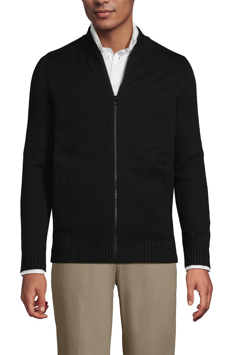 Lands' End School Uniform Adult Legacy Full Zip Cardigan, Alternate, color, Black