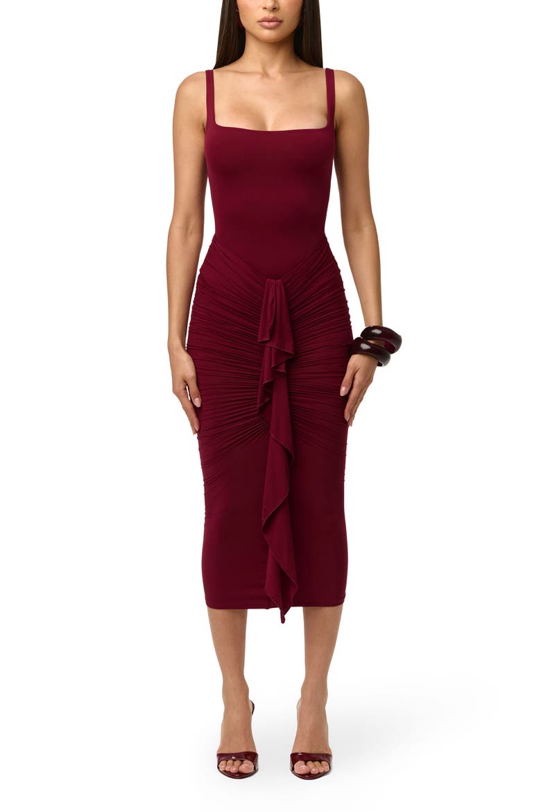 Ruffle Midi Skirt, Alternate, color, SANGRIA