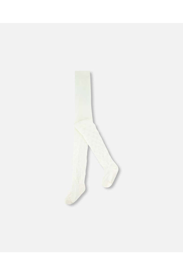 Girl's Tights With Bow Jacquard Off White, Main, color, Off White