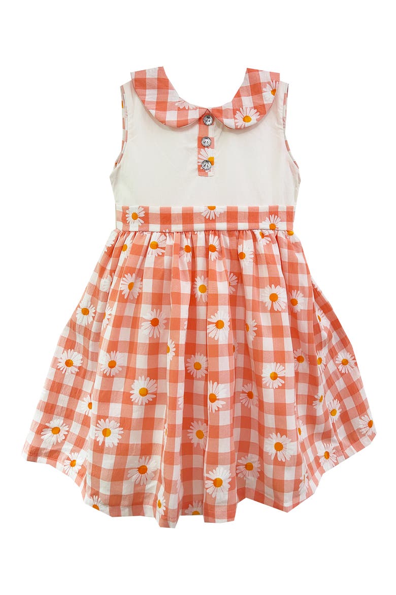 Kids' Coral Check Dress, Main, color, LIGHT/ PASTEL ORANGE