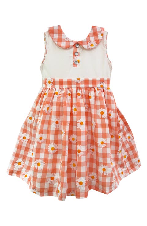 Kids' Coral Check Dress (Toddler, Little Kid & Big Kid)