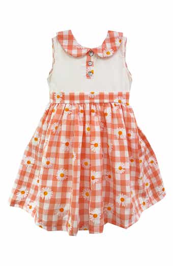 JOE-ELLA Kids' Coral Check Dress