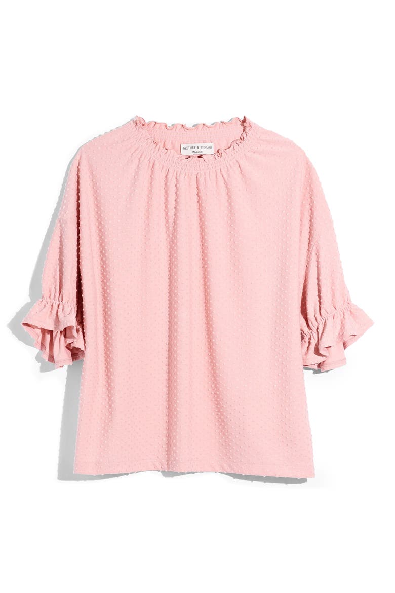 Texture & Thread Clip Dot Ruffle Top, Alternate, color, WISTERIA DOVE