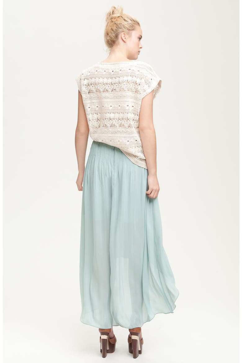 'Leotie' Crinkled Asymmetric Maxi Skirt, Alternate, color, ADOBE