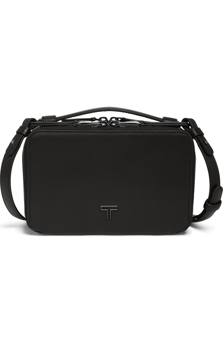 TUMI Myla Leather Crossbody Bag, Main, color, Black/ Gunmetal