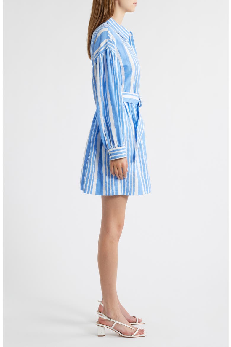 Tiana Stripe Long Sleeve Cotton & Linen Shirtdress, Alternate, color, VECCHIO STRIPE PRINT BLUE