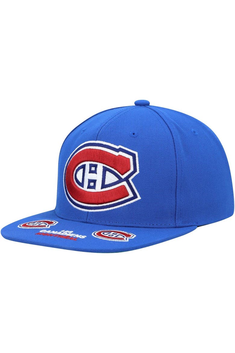 Men's Mitchell & Ness Blue Montreal Canadiens Vintage Hat Trick Snapback Hat, Main, color, Blue