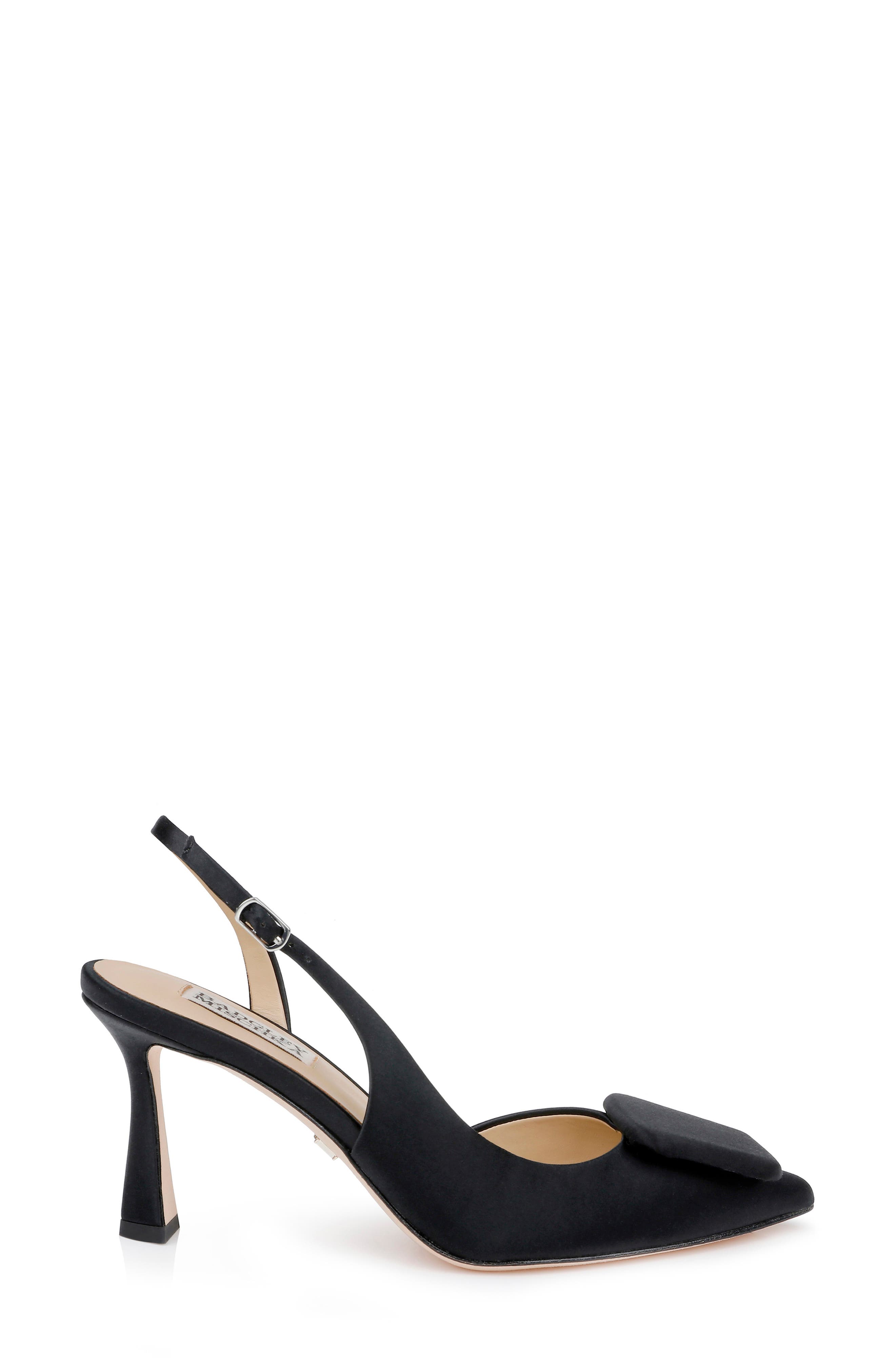 Badgley Mischka Collection Graciella Slingback Half d'Orsay Pointed Toe Pump, Alternate, color, Black Satin