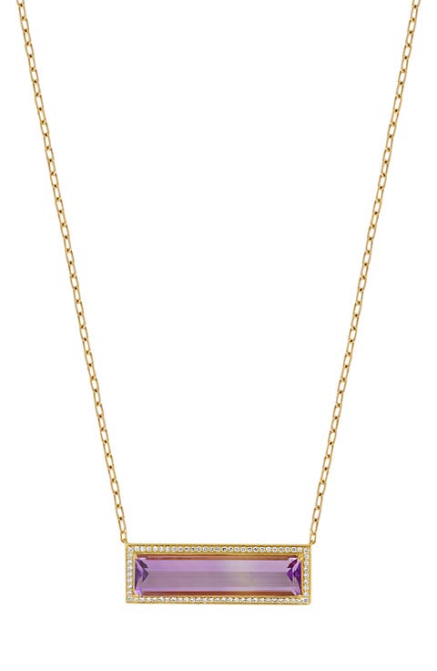 Gemstone & Diamond Bar Pendant Necklace (Nordstrom Exclusive)