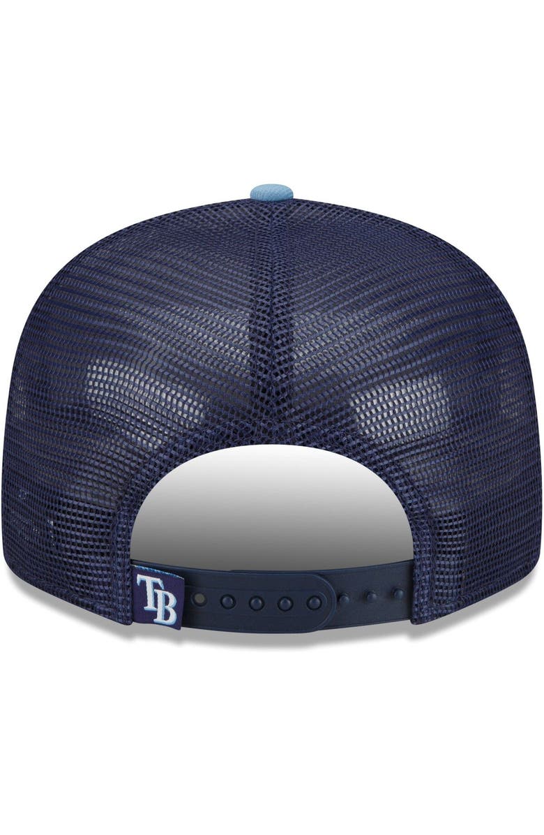 New Era Men's New Era Navy/Light Blue Tampa Bay Rays Logo Zoom Trucker 9FIFTY Snapback Hat, Alternate, color, 