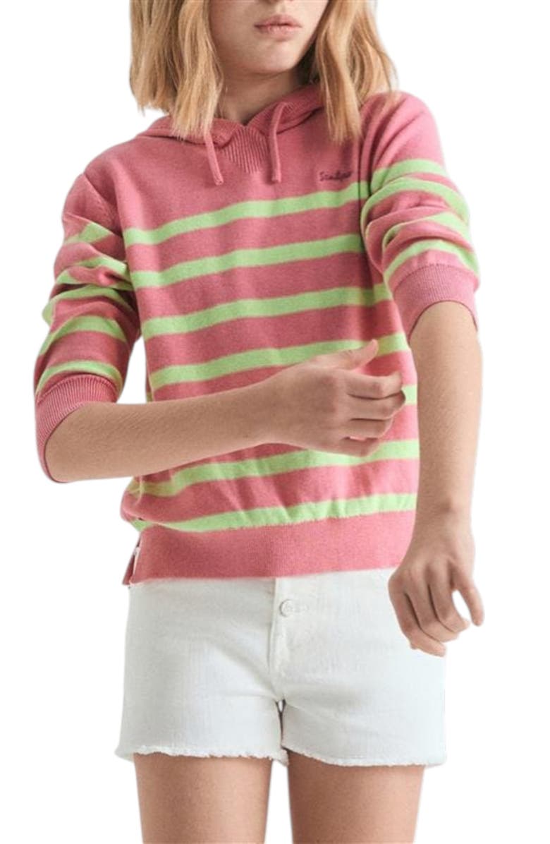 Scalpers Striped tricot hoodie, Main, color, Pink