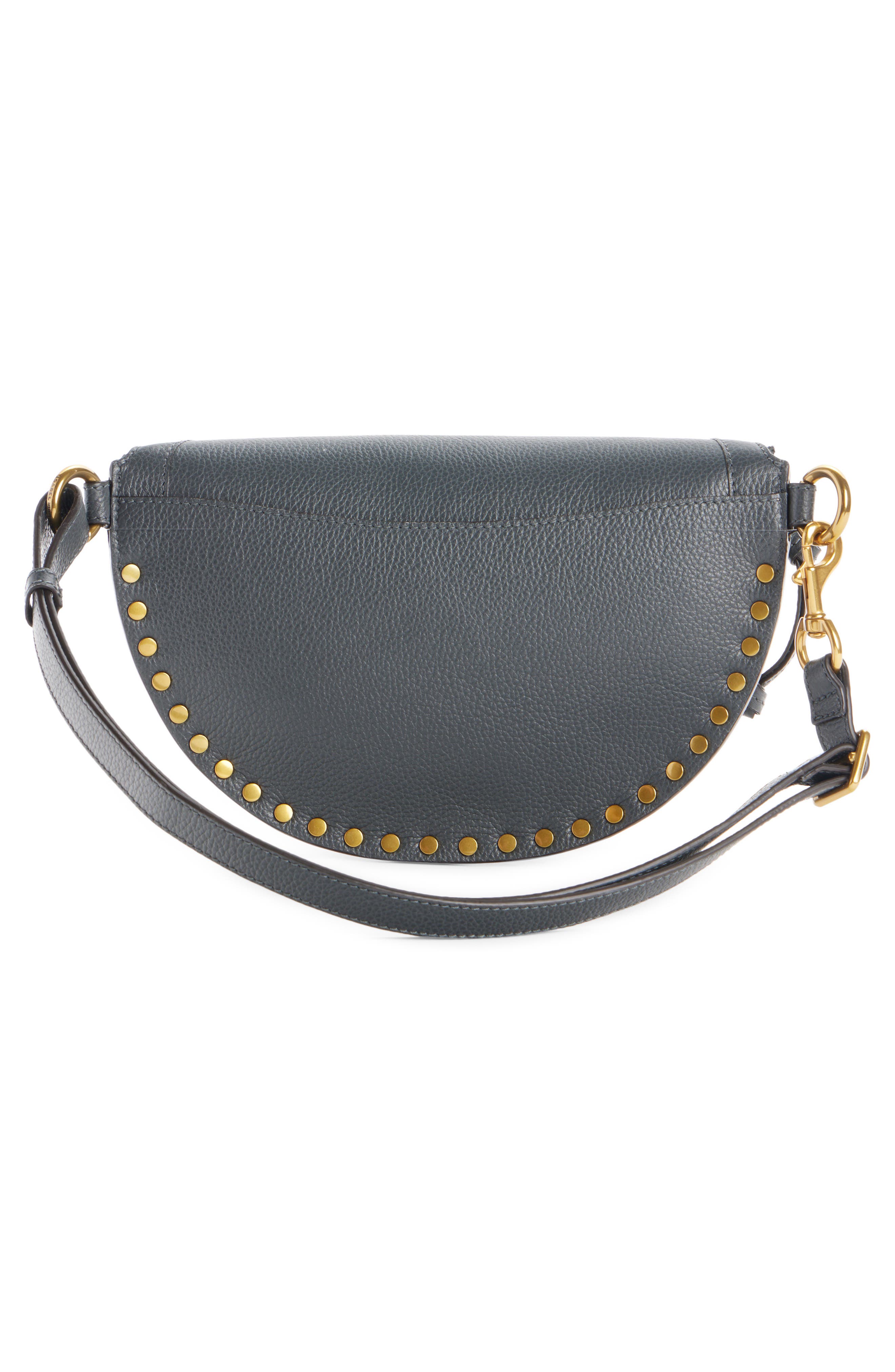 Isabel Marant Skano Stud Leather Convertible Belt Bag, Alternate, color, Asphalt