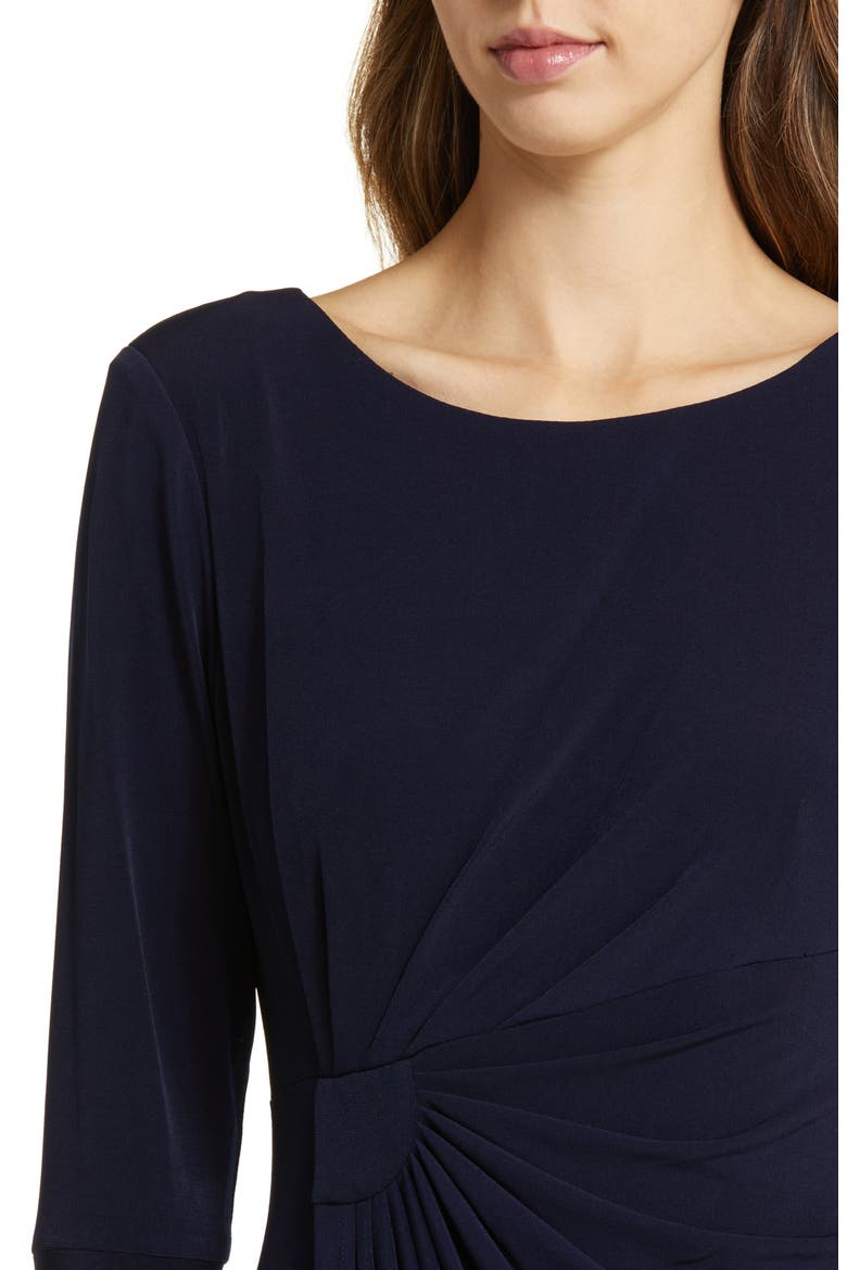 Bell Sleeve Gathered Waist Gown, Alternate, color, NAVY
