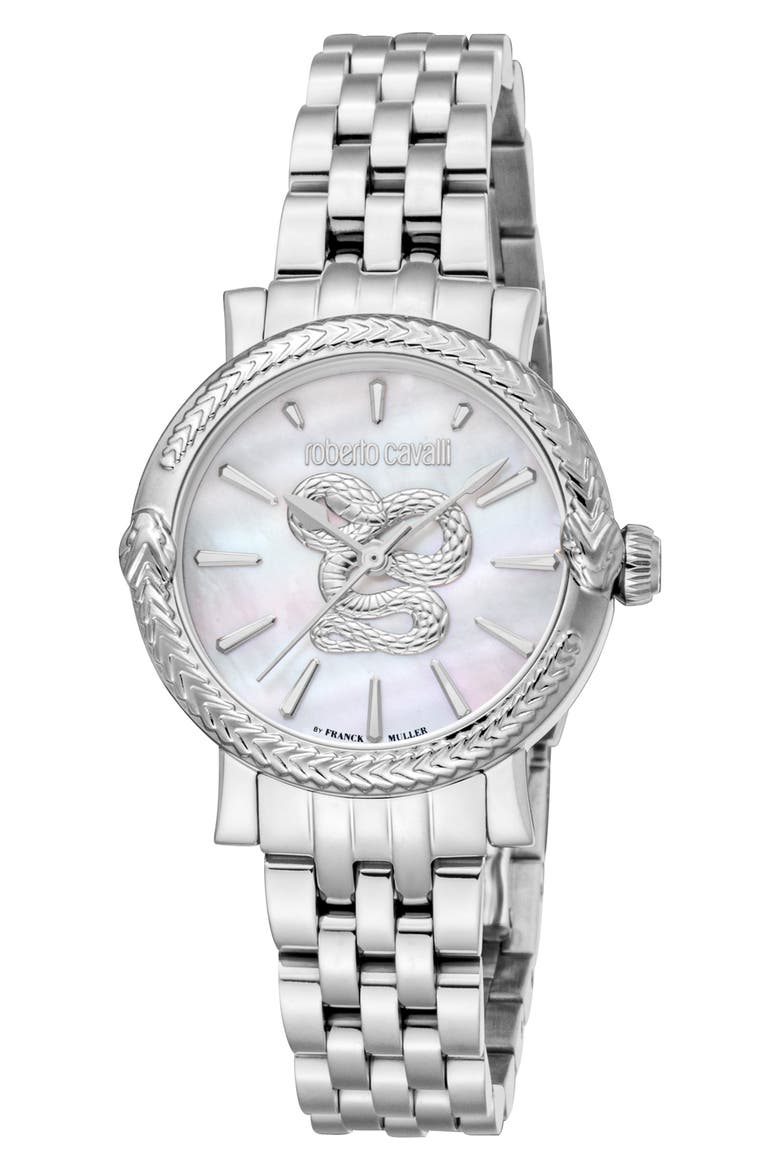 Mother-of-Pearl Bracelet Watch, 30mm, Main, color, SILVER