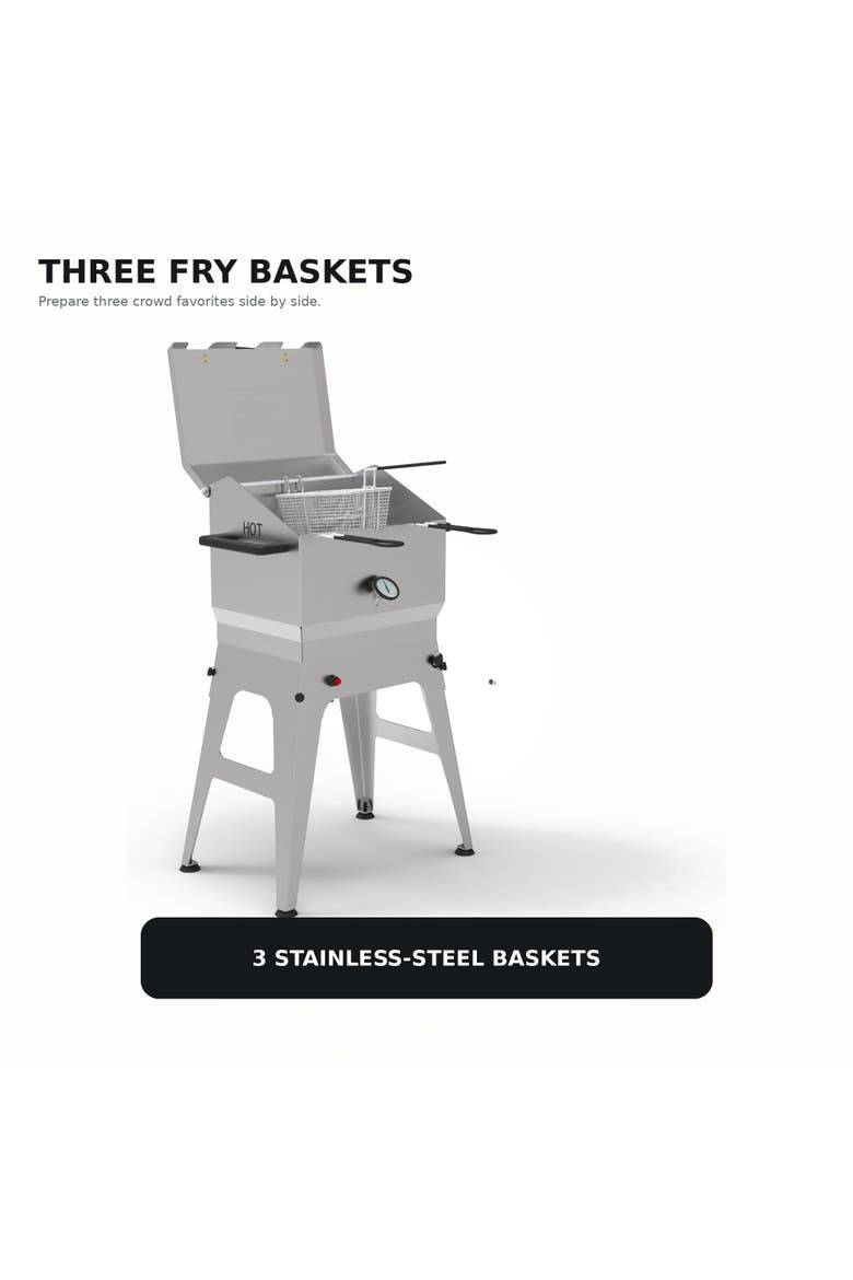 Outdoor Deep Fryer, 3 Baskets 57,000 BTU Outdoor Fryer, 7.44-Gal Oil Capacity, Alternate, color, Stainless Steel