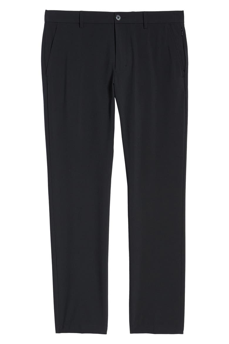 Performance Flat Front Stretch Chino Pants, Alternate, color, BLACK