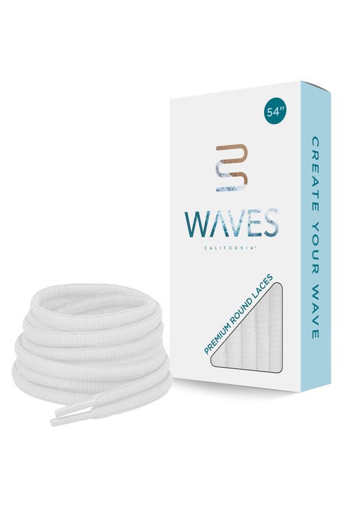 Waves California 54-inch Premium Round Shoelaces In White
