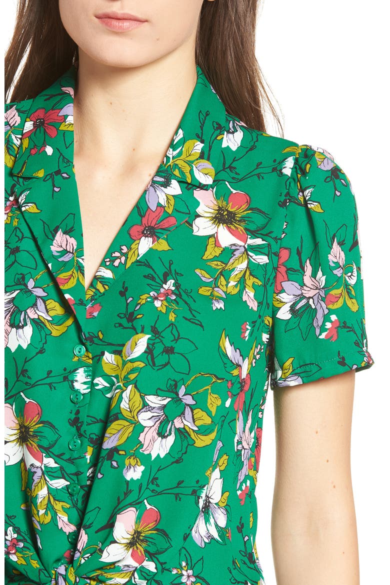 Tie Front Camp Shirt, Alternate, color, GREEN FLORAL